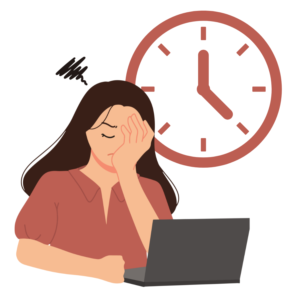 Illustration of a woman stressed out by time limits.